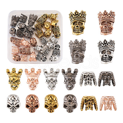 32Pcs 16 Styles Tibetan Style Alloy Beads FIND-FW0001-13-1