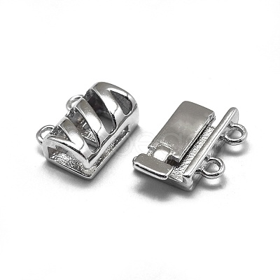 Anti-Tarnish Rhodium Plated 925 Sterling Silver Box Clasps X-STER-L057-016P-1