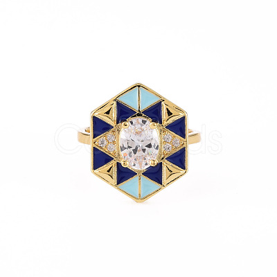 Brass Micro Pave Clear Cubic Zirconia Cuff Rings RJEW-S045-084D-NR-1