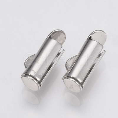 Brass Slide On End Clasp Tubes KK-Q747-11C-P-1