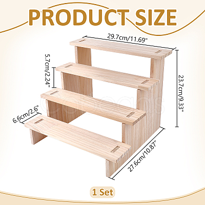 4-Tier Wood Action Figure Storage Display Risers ODIS-WH0038-306A-1
