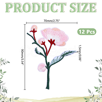 12Pcs Polyester Cotton Computerized Embroidery Thread Iron on Sew On Patches PATC-HY0002-09B-1