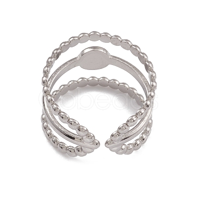 Non-Tarnish 304 Stainless Steel Triple Line Open Cuff Ring Findings RJEW-G285-32P-1