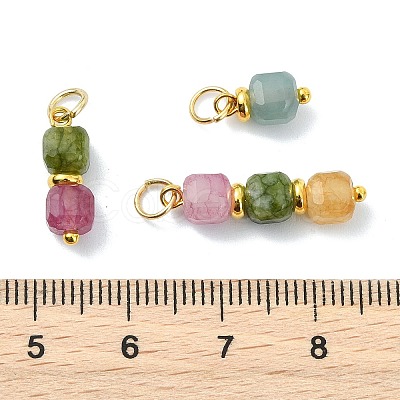 3Pcs 3 Styles Natural Multicolor Tourmaline Beads Pendants PALLOY-JF05292-01-1