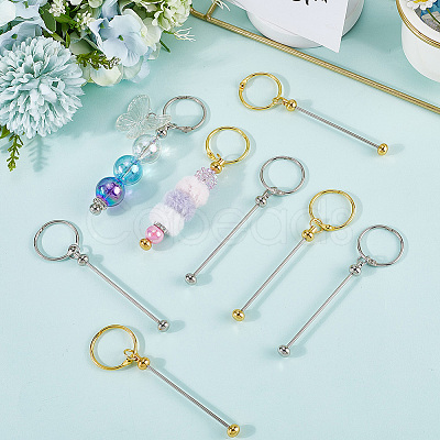 10Pcs 2 Colors Iron Bar Beadable Keychain Clasps AJEW-SC0003-90-1