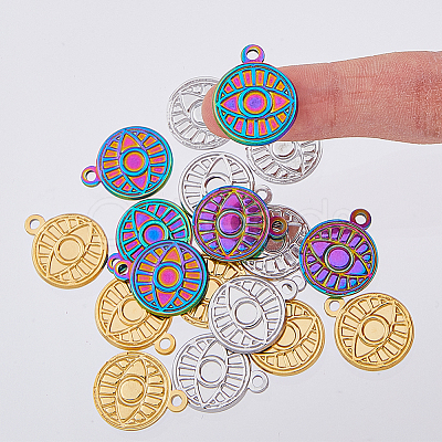 18Pcs 3 Colors 304 Stainless Steel Pendants STAS-DC0013-14-1
