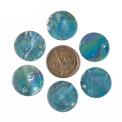 AB Color Plated Capiz Shell Pendants SSHEL-T008-01A-1