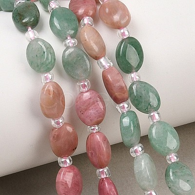 Cherry Quartz Glass & Natural Rhodonite & Sodalite & Green Aventurin & Crazy Agate Beads Strands G-Z135-A12-1