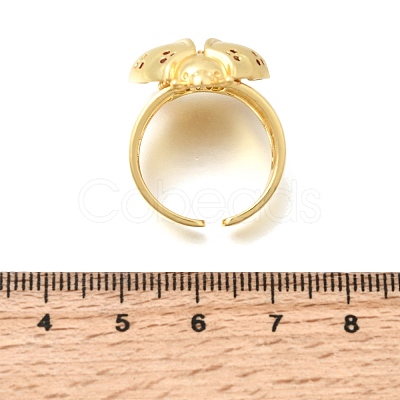 Brass Micro Pave Cubic Zirconia Cuff Open Rings RJEW-D346-01G-01-1