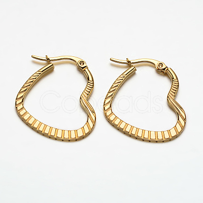 Heart 304 Stainless Steel Hoop Earrings EJEW-N034-29-1