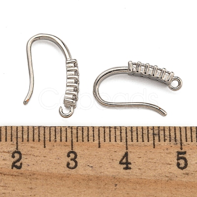 Rack Plating Brass Pave Cubic Zirconia Earring Hooks KK-O143-17P-1