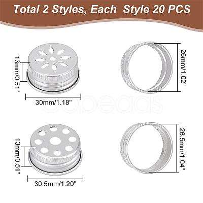 PandaHall Elite 40Pcs 2 Style Aluminium Screw Caps FIND-PH0008-98-1