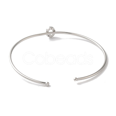 Rack Plating Brass Micro Pave Clear Cubic Zirconia Letter Open Cuff Bangles BJEW-A018-01P-O-1