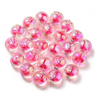 UV Plating Rainbow Iridescent Acrylic Beads OACR-A014-02D-1