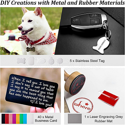 BENECREAT DIY Sublimation Blank Geometry Pet Tag Pendant Necklace Making Findings Kit DIY-BC0005-31-1