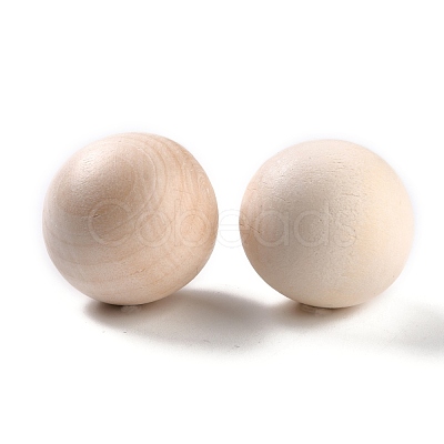 (Defective Closeout Sale: Crack)Natural Wooden Round Ball WOOD-XCP0001-29-1