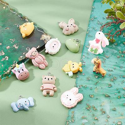 48Pcs 12 Styles Opaque Resin Pendants FIND-SC0003-24-1