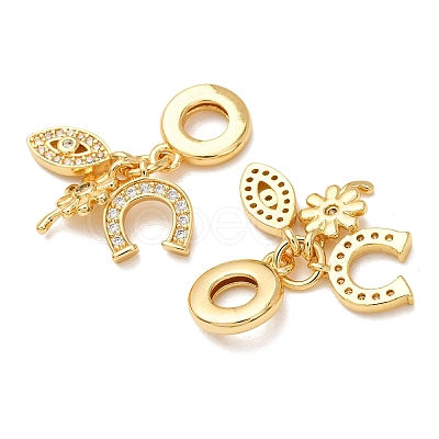 Rack Plating Brass Micro Pave Cubic Zirconia European Dangle Charms KK-P270-02E-G-1-1