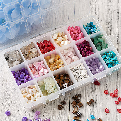 360g 18 Colors Freshwater Shell & Gemstone Chip Bead Sets G-CW0001-01-1