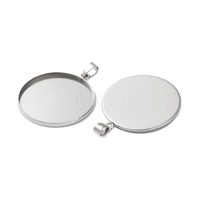 304 Stainless Steel Pendant Cabochon Settings STAS-L282-010P-10-1
