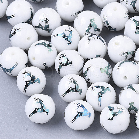 Christmas Opaque Glass Beads EGLA-R113-03E-1