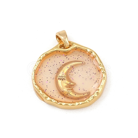 Transparent Epoxy Resin Brass Pendants KK-B163-01G-05-1