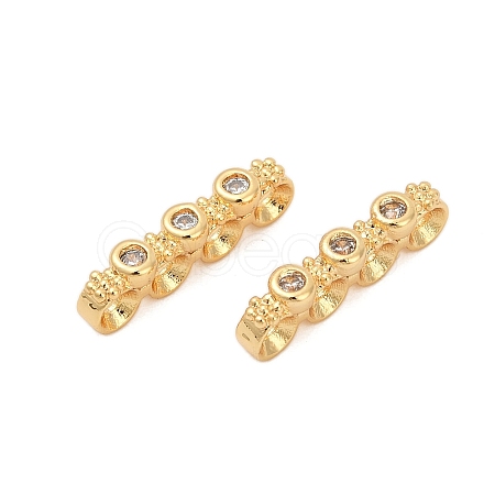 Brass Micro Pave Clear Cubic Zirconia Spacer Bars KK-P302-26G-1