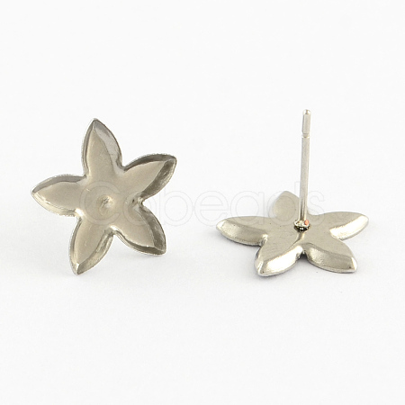 Tarnish Resistant Flower Earring Settings 304 Stainless Steel Stud Earring Findings LS-X-STAS-Q170-03-1