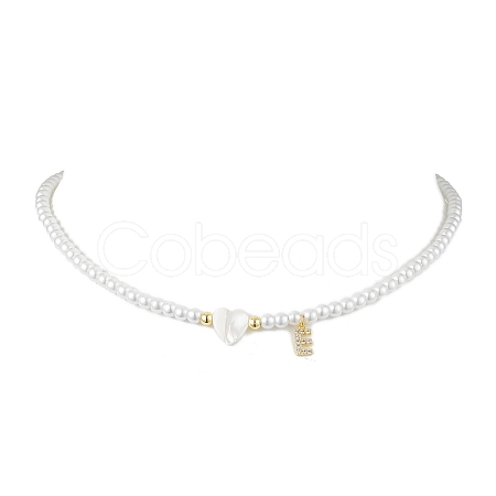 Brass Micro Pave Grade AAA Cubic Zirconia Letter Pendant Necklaces NJEW-JN04771-05-1