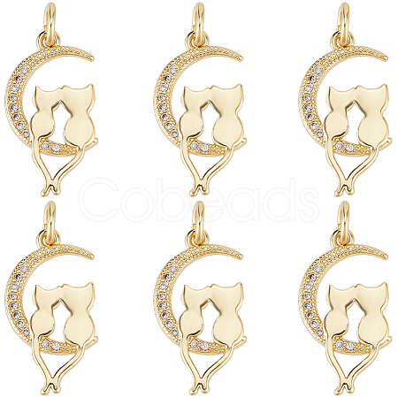 Brass Micro Pave Clear Cubic Zirconia Pendants ZIRC-BBC0002-47-1