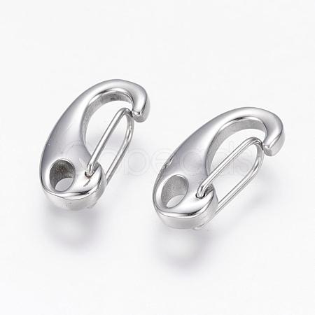 Tarnish Resistant 304 Stainless Steel Push Gate Snap Keychain Clasp Findings STAS-G143-11D-1