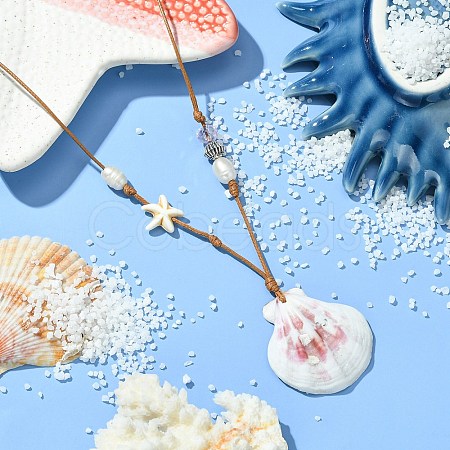 Shell Pendant Necklaces NJEW-TA00179-01-1