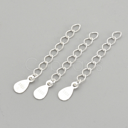 925 Sterling Silver Twisted Extender Chains STER-S002-33-1