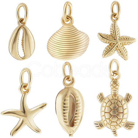 24Pcs 6 Styles Brass Pendants KK-BBC0014-37-1