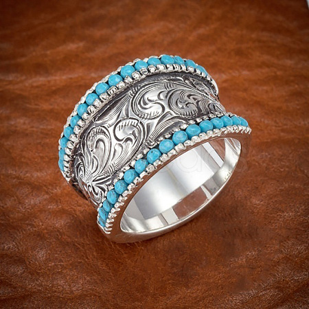 Retro Alloy & Turquoise Finger Rings FS-WG1E1DC-01-1