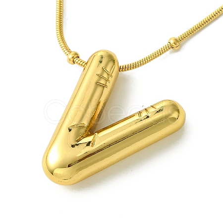 Ion Plating(IP) Initial Letter 304 Stainless Steel Pendant Necklace NJEW-R265-05G-V-1