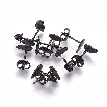 304 Stainless Steel Stud Earring Findings Ion Plating(IP) STAS-O119-11B-B-1