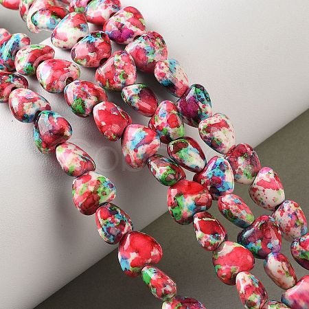 Spray Printed Synthetic Turquoise Beads Strands TURQ-P002-01A-05-1