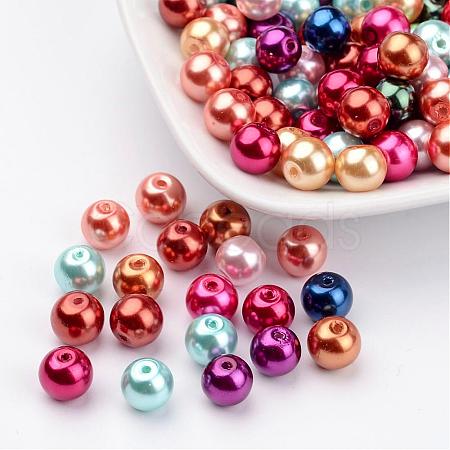 Mixed Glass Pearl Round Beads X-HYC003-1