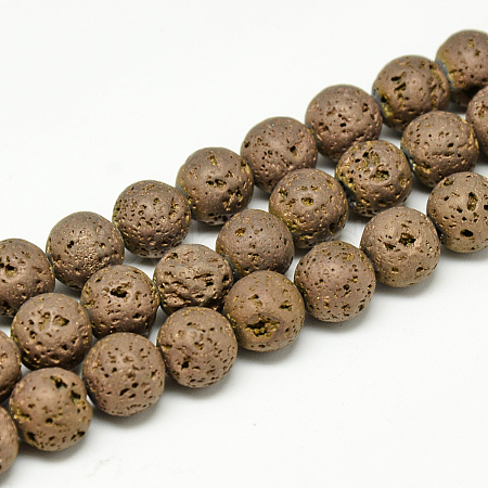 Electroplate Natural Lava Rock Beads Strands G-T058-03F-1