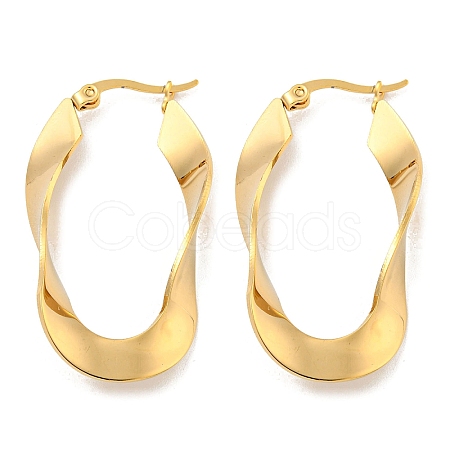 202 Stainless Steel Irregular Oval Hoop Earring EJEW-H003-10G-1