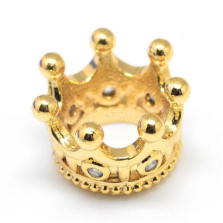 Rack Plating Brass Micro Pave Cubic Zirconia European Beads ZIRC-S052-003G-1