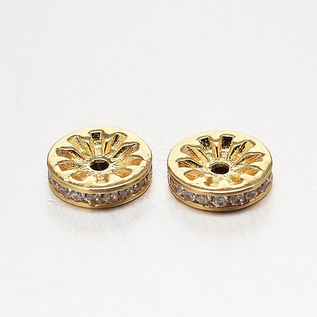 Brass Micro Pave Grade AAA Cubic Zirconia Beads ZIRC-O010-8mm-07G-NR-1