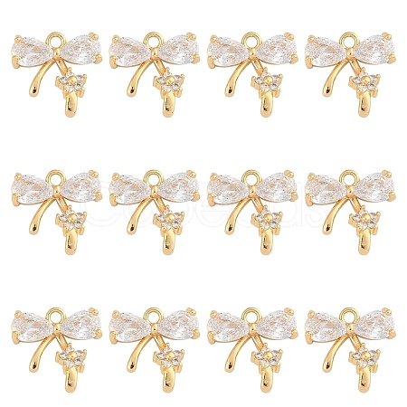 10Pcs Brass Micro Pave Cubic Zirconia Pendants KK-YW0003-15-1