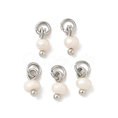 Natural Cultured Freshwater Pearl Rondelle Charms PALLOY-JF04393-01-1