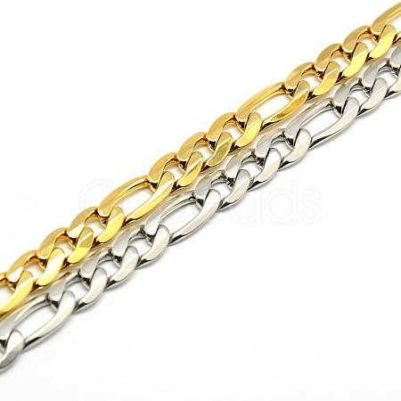 Trendy 304 Stainless Steel Figaro Chain Bracelets STAS-A028-B016-1