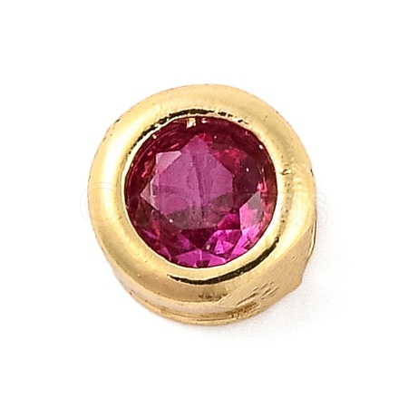 Rack Plating Flat Round Brass Micro Pave Cubic Zirconia Cabochons KK-F874-03G-06-1