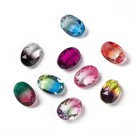 Faceted K9 Glass Rhinestone Cabochons X-GGLA-A005-23-1