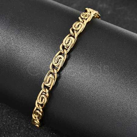 304 Stainless Steel Swirl  Link Bracelets for Women BJEW-K240-11G-1