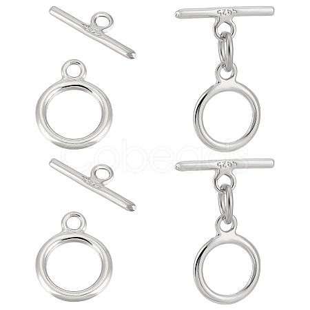 4Sets 925 Sterling Silver Toggle Clasps STER-BC0003-07-1